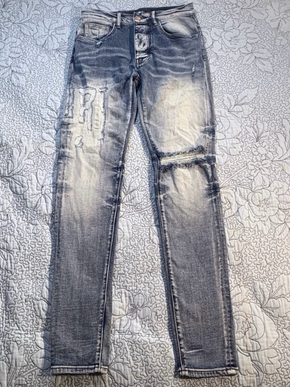 💥Amiri Selvedge Distressed Logo Jeans Size 29 Made in USA Premium Denim🧡